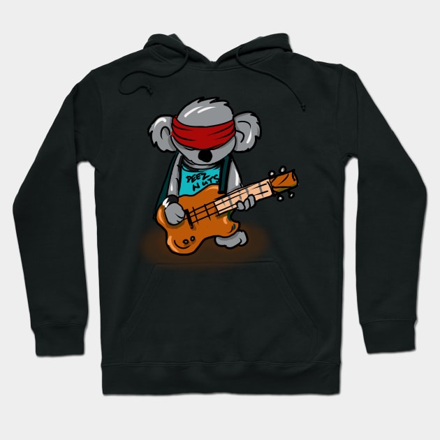 Koala Playing a Bass Guitar Hoodie by silentrob668